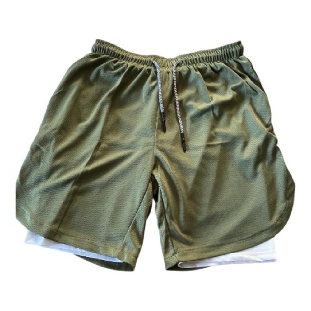 Men’s Olive Green Athletic Shorts – Size XXL
